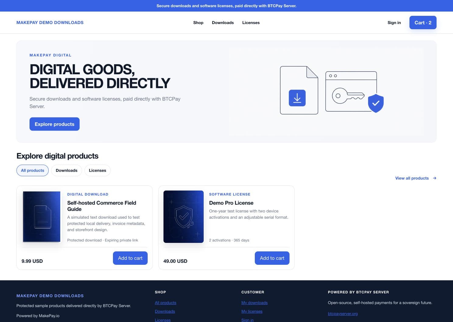 MakePay Digital Products responsive public storefront